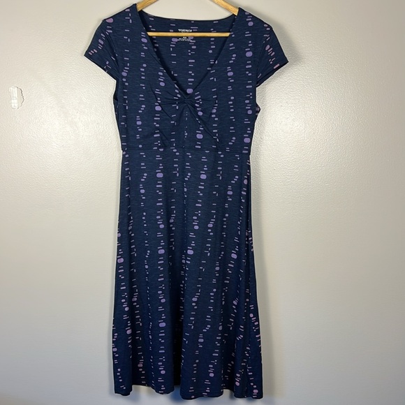 Toad&Co Rosemarie Navy and Light Blue Jersey Knit Dress Size Small EUC - Picture 3 of 16